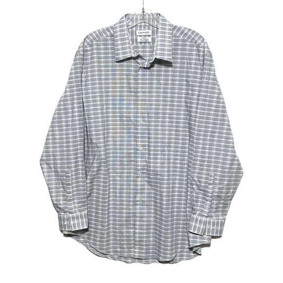 Calvin Klein Steel + Slim Fit Stretch Non Iron Button Shirt Mens XL 17.5- 32-33 - Picture 1 of 5